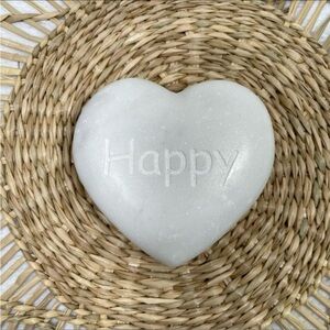 White Heart-Shaped Decorative Marble Stone Paperweight Happy